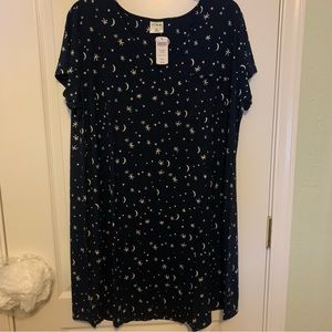 SOMA V-neck Sleepshirt From Chico’s in Navy with Silver/Gold/White Stars scatter